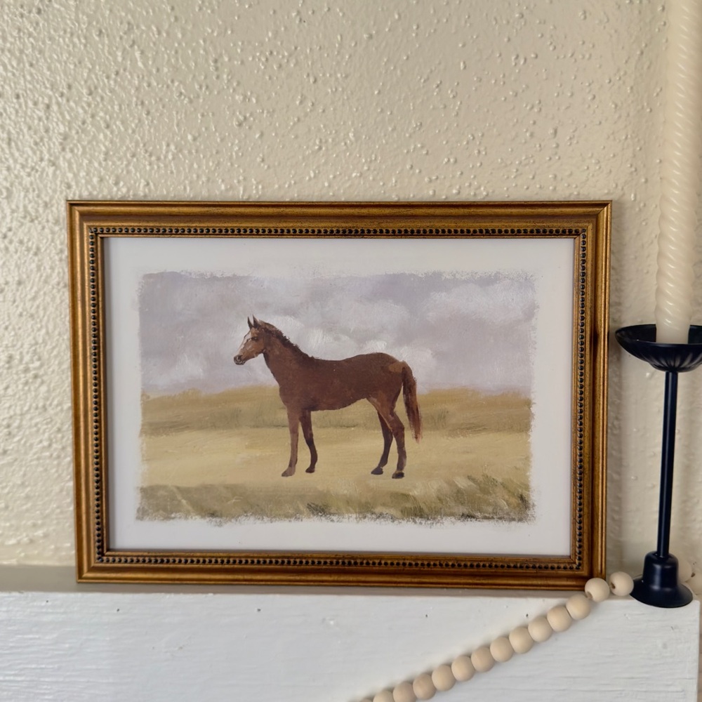 Horse Art Print in Gold Frame